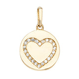 9ct Yellow Gold Disc With Heart CZ Pendant