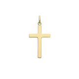 9ct Yellow Gold Plain Semi Solid Cross Pendant
