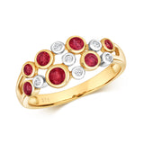 9ct Yellow Gold 0.06ct Diamond & 0.58ct Ruby Rubover Ring