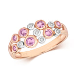 9ct Rose Gold 0.06ct Diamond & 0.61ct Pink Sapphire Rubover Ring