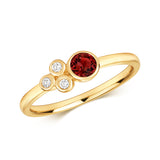9ct Yellow Gold 0.06ct Diamond & 0.33ct Garnet Ring