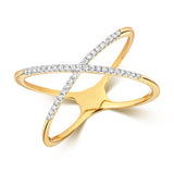 9ct Gold 0.11ct Diamond X Ring