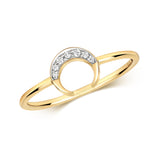 9ct Yellow Gold 0.03ct Diamond Crescent Moon Ring