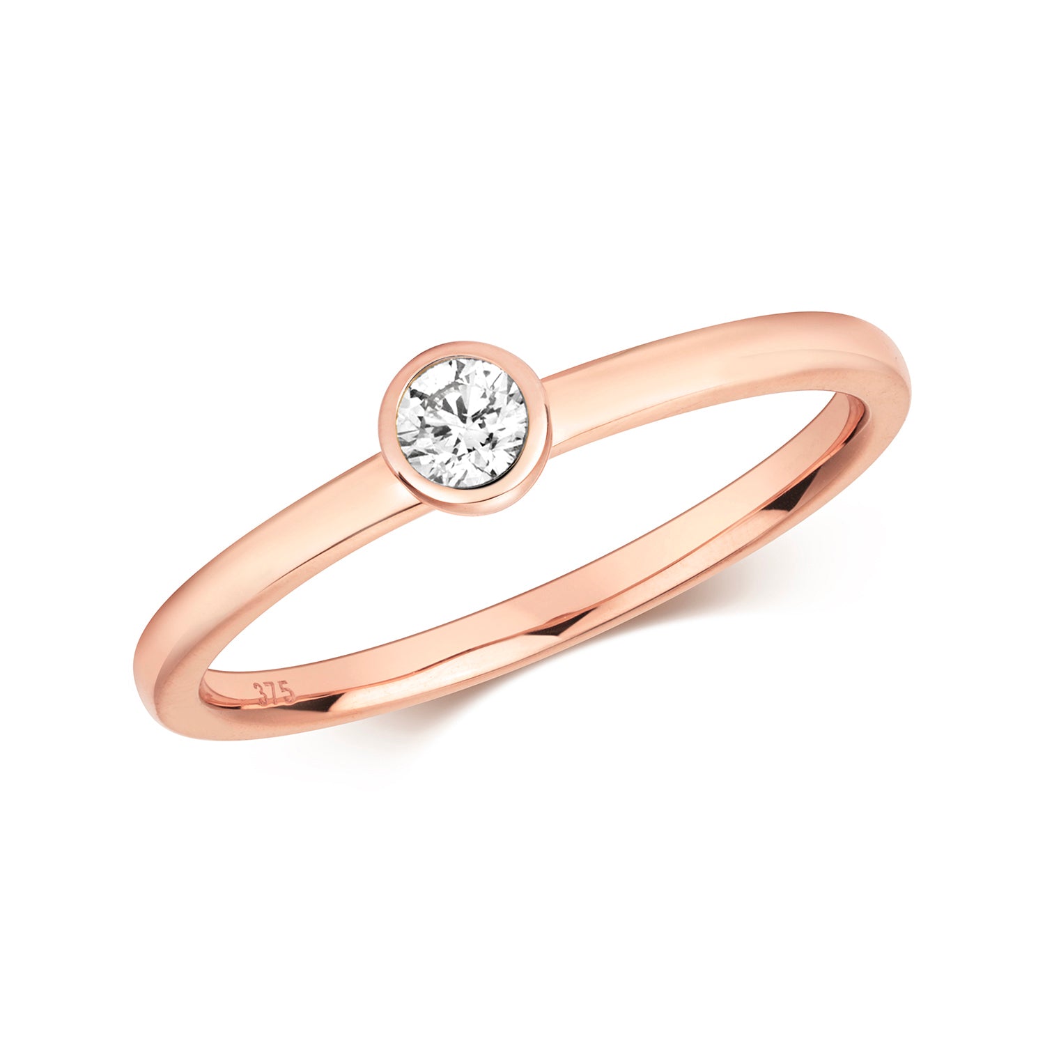 9ct Gold 0.10ct Diamond Rubover Ring