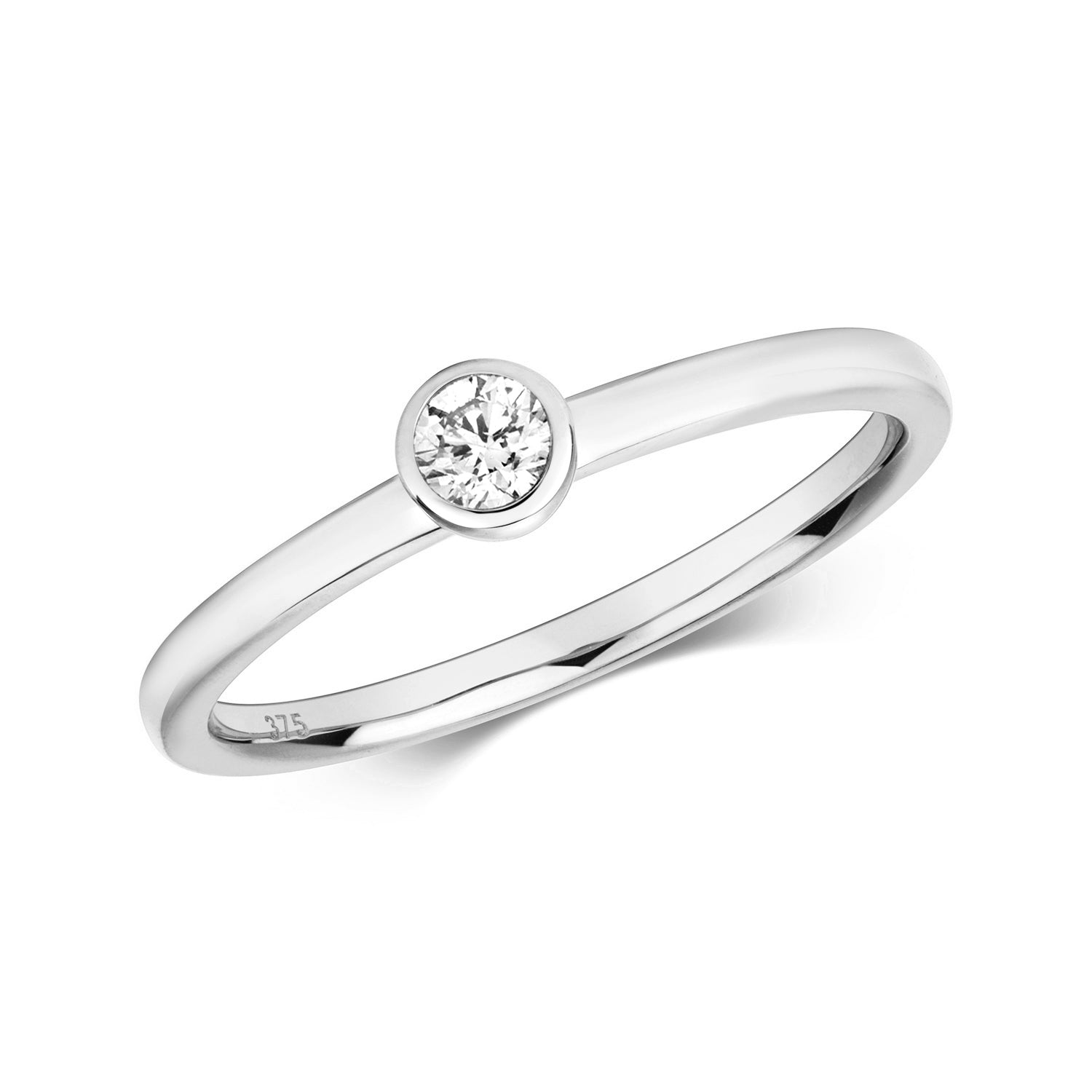 9ct Gold 0.10ct Diamond Rubover Ring