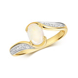 9ct Yellow Gold 0.01ct Diamond & 0.42ct Opal Ring