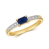9ct Yellow Gold 0.02ct Diamond and 0.34ct Sapphire Ring