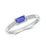 9ct White Gold 0.02ct Diamond and 0.29ct Tanzanite Ring