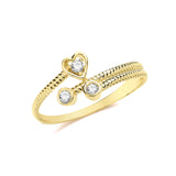 9ct Yellow Gold Twisted CZ Heart Ring