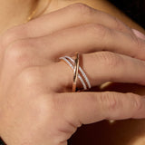 9ct Rose Gold Diamond Criss Cross Ring