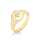 9ct Yellow Gold Oval Diamond Signet Ring